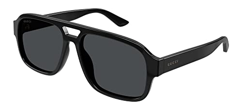 GUCCI Mens GG1342S Sunglasses, Black-Black-Smoke, 59