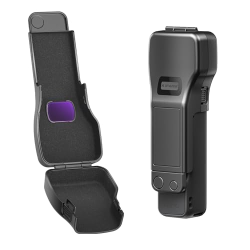 AMAZEAR Pocket 4/3 hülle, Schutzhülle für DJI Osmo Pocket 4 3 Zubehör, Objektivschutz, Gimbal & Display Schutz, Hardcase mit Samtfutter, Pocket 3/4 Creator Combo Accessories Tasche, kompakte, Schwarz