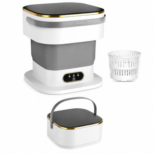 Vxoyo 15L Upgrade mini waschmaschine, faltbare waschmaschines klein mit 3 Programmen und kleine Waschmaschine für die gründliche Reinigung von Babykleidung, Unterwäsche,Camping