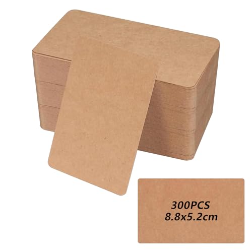 300 Stück Visitenkarten Papier, Braun Karteikarten, Blanko Postkarten Blanko Karten zum Selbstgestalten, Kraftpapier Leere Spielkarten, Flashcards Index Cards Memory Karten (8,8 x 5,2 cm)