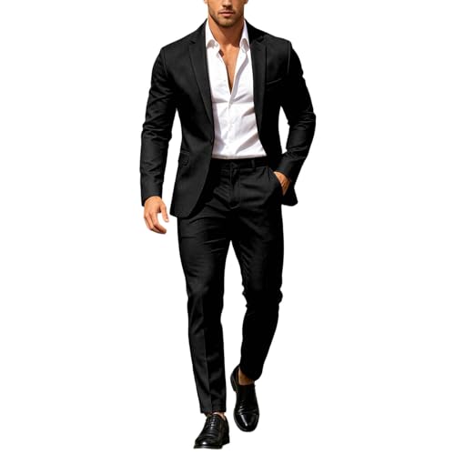 Nuqqichongtian Anzug Herren Anzugblazer Slim Fit mit einem Knopf Jacke Hose Set für Party Hochzeit und Business 2-teiliger Abschlussball Anzüge Blazer & Hosen