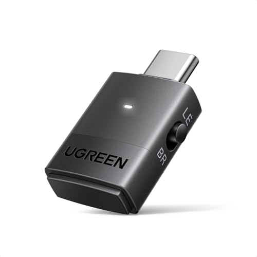 UGREEN LE Audio Bluetooth 6.0 Adapter LC 3 Audio Auracast Transmitter mit aptX Low Latency, Multifunktionaler Dual-Modes Wireless Bluetooth Dongle für PC, Mac, PS5, Spielekonsolen