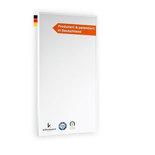 Könighaus Infrarotheizung - 800 Watt mit TÜV SÜD + 5 Jahre Herstellergarantie ✓ Doppelter Überhitzungsschutz ✓ Heizkörper in 2-4 min auf Betriebstemperatur ✓ Für Wandmontage