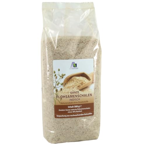 Avitale Ganze Flohsamenschalen aus Indien, 99% Reinheit, reich an Ballaststoffen - Verpackt in Deutschland, 1er Pack (1 x 500 g)