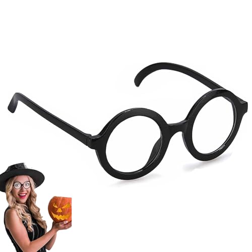 Retro Runde Brillen, Nerd Brille, Spielzeugbrille, Runde Brille, Zauberer Brille Gläser Mit Rundem Rahmen, Für Erwachsene Und Kinder, für Karneval, Mottoparty, Verkleidung, Accessoire(Schwarz)
