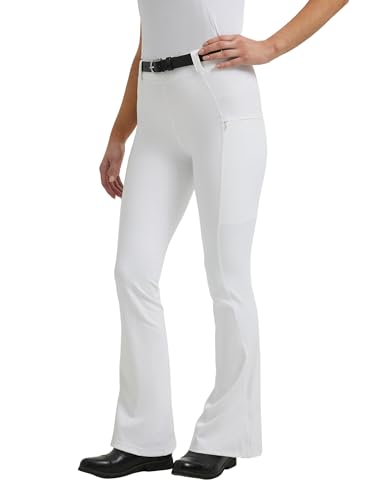 FitsT4 Sports Damen Bootcut Reithose Silikon Vollbesatz Schlaghose Reitleggings Sommer Reitstrumpfhose weiß M