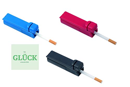 SET 3 Stück Zigarettenstopf Maschinen Zigaretten Hülsen Stopfer Maschine + gratis Glück Aufkleber