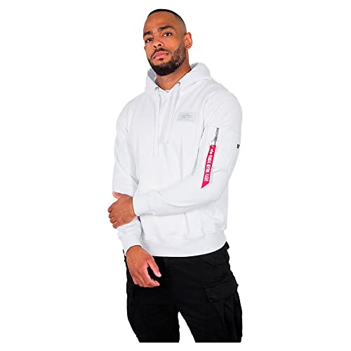 ALPHA INDUSTRIES Herren Back Print Hoody Kapuzensweat Kapuzenpullover, White, M