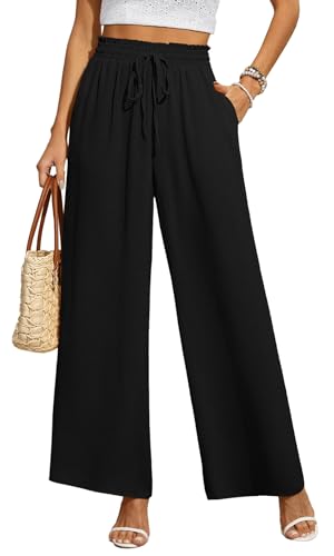 BEIGAI Damen Hosen Weites Bein Stoffhose Locker Gerade Leichte Palazzo Hose