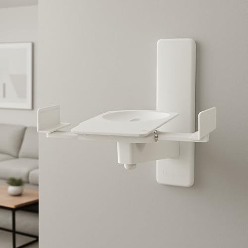 RO&CO B-Tech BT-77 White – Paar Lautsprecher-Wandhalterungen Weiß • 25 kg je Halterung • 360° drehbar • ±10° neigbar • Verstellbar von 135 bis 280 mm • Robuste Stahlkonstruktion