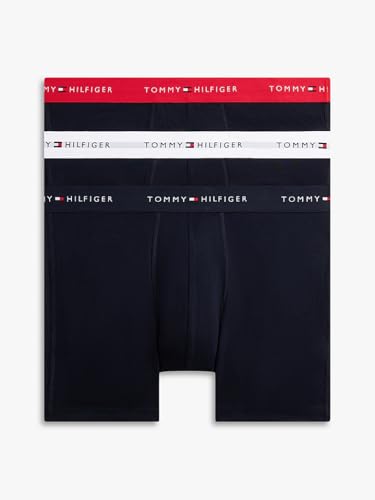 Tommy Hilfiger Herren 3er Pack Boxershorts Briefs mit Logobund, Mehrfarbig (Primary Red/White/Desert Sky), L