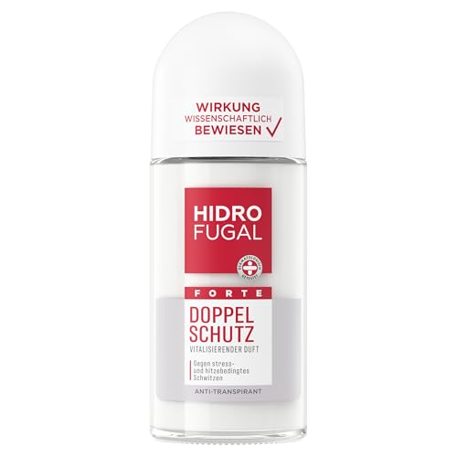Hidrofugal FORTE DOPPEL SCHUTZ Roll-on, starker Antitranspirant Schutz gegen stress- und hitzebedingtes Schwitzen, Deo ohne Ethylalkohol mit vitalisierendem Duft (50 ml)