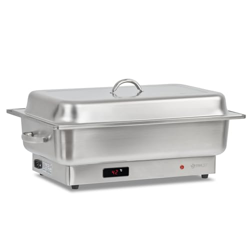 Mahlzeit elektrischer Edelstahl Chafing Dish mit GN 1/1 | 9 Liter | bis 80°C mit Display | Speisenwärmer, Buffetwärmer, Warmhaltebehälter Essen | Wärmebecken elektrisch für Buffet Catering Party