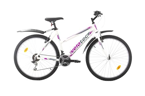 Multibrand Distribution PROBIKE 6th Sense 26 Zoll Mountainbike ALU Rahmen 18 Gang, Mädchen-Fahhrad & Damen-Fahhrad geeignet ab 155 cm - 175 cm (Weiß-Rosa-Aluminium), S, M