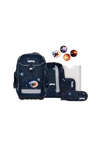 ergobag Maxi Set 6-teilig, ergonomischer Schulrucksack, Vorgänger-Kollektion, Grundschule, ideal für große Kinder ab der 1. Klasse KoBärnikus - Dunkelblau