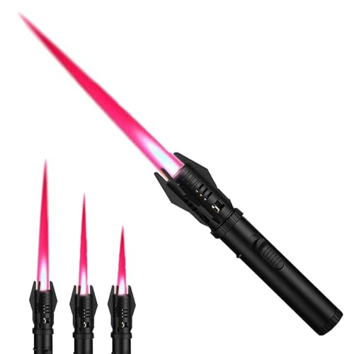 Verstellbares Küchenfeuerzeug mit roter Flamme, Sturmfeuerzeug, Jet-Flame-Feuerzeug, nachfüllbares Butanfeuerzeug für Sahnepudding, Desserts, Grillen und Backen (kein Butangas) (Schwarz A)