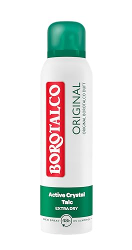 Borotalco Original - Deospray - 48 Stunden Wirksamkeit - Formel mit Active Crystal Talc für dreifach Schutz gegen Schweiß - 0% Alkohol - Deodorant - Herren & Damen
