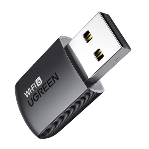 UGREEN WLAN Stick für PC AX900 WiFi 6 Primär WLAN Adapter PC Dual Band 2,4G/5GHz, eingebauter Treiber, OFDMA+MU-MIMO, WPA2-PSK, USB WLAN Stick kompatibel mit Windows 11/10.