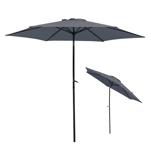 Thanaddo Sonnenschirm Ø300 cm, Sonnenschutz UPF 50+ Strandschirm, beidseitig um 30° knickbar, windfest stabil Gartenschirm für Balkon, Garten, Terrasse, Strand, Outdoor, ohne Ständer (Dark-grau)