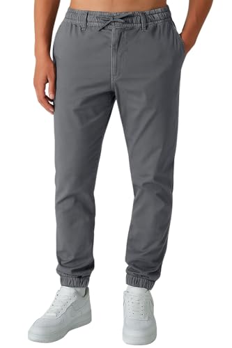 Smith & Solo Chino Hose Herren - Freizeithose Hosen Chinohose Baumwolle Arbeitshosen Männer mit Kordelzug Jogginghose Regul Chinos Lang (Anthrazit, M)