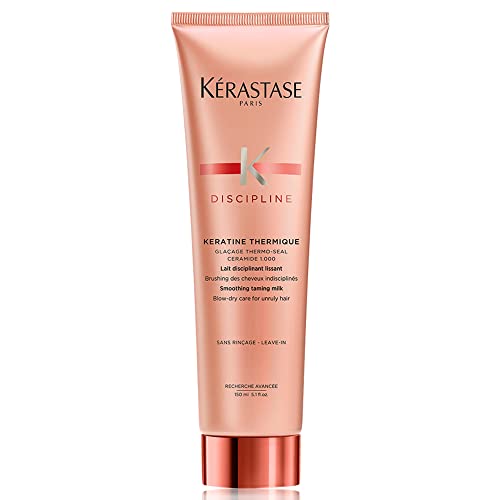 Kérastase Hitzeschutz für widerspenstiges Haar, Feuchtigkeitsspendende Haarmilch gegen Frizz, Kératine Thermique, Discipline, 150 ml