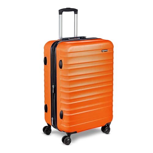 Amazon Basics Hartschalen-Koffer Mittelgroß - Erweiterbares ABS-Reisegepäck mit 4 Doppel-Spinnerrädern - Kratzfest und Leicht - 68 x 45,1 x 28,6cm - Gebranntes Orange
