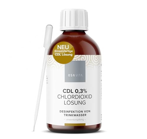 OSAVITA CDL 0,3% Chlordioxid Lösung einsatzfertig - Wirksamkeitstest nach EN1276 & EN13623 - Made in Germany (250 ml)