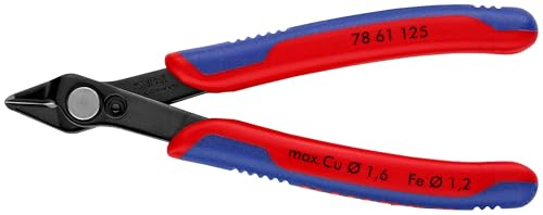 KNIPEX Electronic Super Knips Elektronik-Seitenschneider, 125mm, weicher Draht (Kupfer) bis 1,6mm, mittelharter Draht bis 1,2mm, 78 61 125