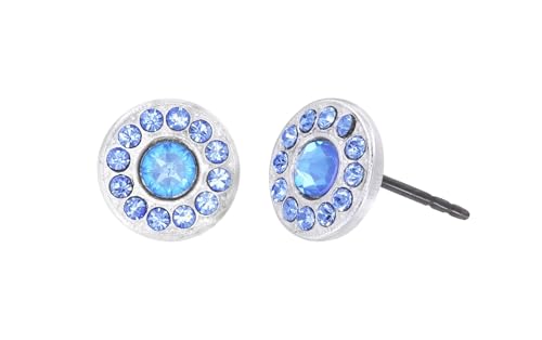 Konplott: Ohrstecker Spell on You Shinny silver, moderne runde Entourage-Ohrstecker hochglänzend mit runden Steinen, für Damen/Frauen (hellblau)