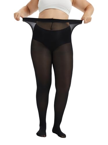 PUTUO Damen Strumpfhose große Größen: Blickdichte Damenstrumpfhose mit hohem Bund aus matt Material mit weichem Tragegefühl und langlebiger reißfester Qualität schwarz 1 Paar XL–XXL