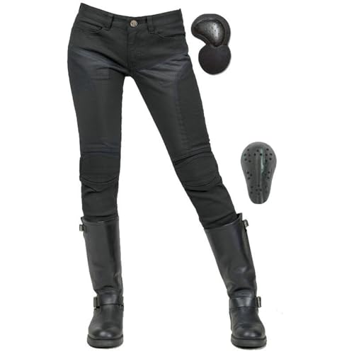 HOMDECR Damen Slim Fit Motorrad Jeans Mit Protektoren Knie Und Hüftprotektoren Stretch Slim Fit Denim Motorradhose Cargo Motorradjeans Schutzhose Biker Pants (M)