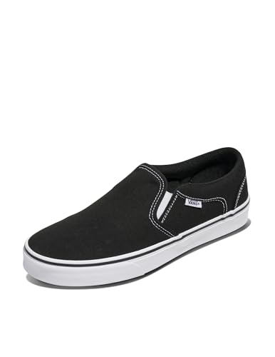 Vans Asher Unisex Sneaker, Canvas Black White, 44 EU