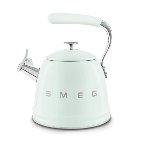 Smeg, WKF01PG Wasserkessel, aus Edelstahl, 2,3 l Fassungsvermögen, Abnehmbarer Deckel und Verschlussklappe, auch für Induktion, Pastellgrün