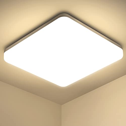 OUILA Led Deckenleuchte, 20W 2000LM Deckenlampe Led Deckenleuchte Flach, IP44 Wasserdicht Badlampe Decke, 4000K Ultra Dünn Deckenlampe für Küche Badezimmer Wohnzimmer Keller Flur, 22 x 22CM