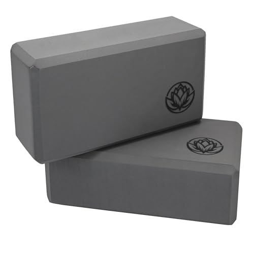 Yoga Block 2er Set VonBueren grau | 22 x 12 x 7,5 cm je Yogablock | Yogablöcke für Damen und Herren aus EVA | Klötze für Pilates