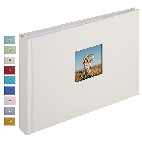 Leinen Fotoalbum, Fotobuch zum Selbstgestalten und Einkleben (24x17 cm, 40 Seiten, Beige)