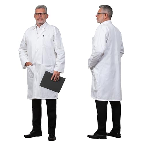 ZOLLNER Herren Laborkittel - Arztkittel mit praktischen Taschen und Druckknöpfen - Baumwolle - Größe 48 - waschbar bis 95°C - Oeko Tex® zertifiziert