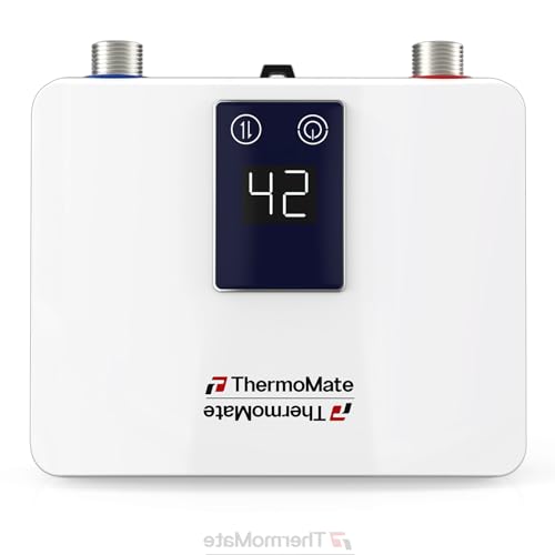 ThermoMate Mini Durchlauferhitzer elektrisch, On Demand Sofort-Warmwasserbereiter für den Handwaschbecken, selbstmodulierend, energiesparend, platzsparend (mit Stecker, 3,5kW)，230V