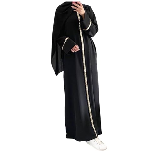 Figdews Abaya Damen elegant,Muslimische Kleider Gebetskleid Ramadan Kleidung Kaftan Namaz Elbisesi Abayas Islamische Arabische Kleidungs Hijab Kleid Robe Mit Gürtel