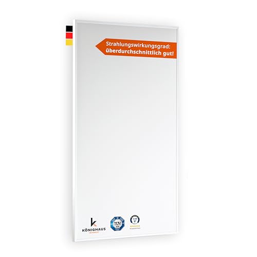 Könighaus Infrarotheizung - 130 Watt mit TÜV SÜD + 5 Jahre Herstellergarantie ✓ Doppelter Überhitzungsschutz ✓ Heizkörper in 2-4 min auf Betriebstemperatur ✓ Für Wandmontage