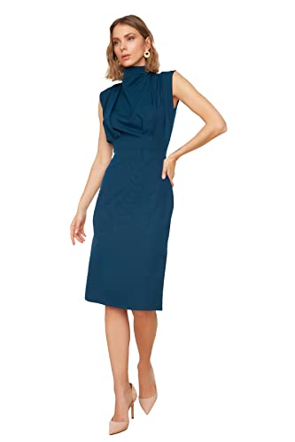 TRENDYOL Damen Hohe Kragenkleid. Dress, Öl, 42 EU