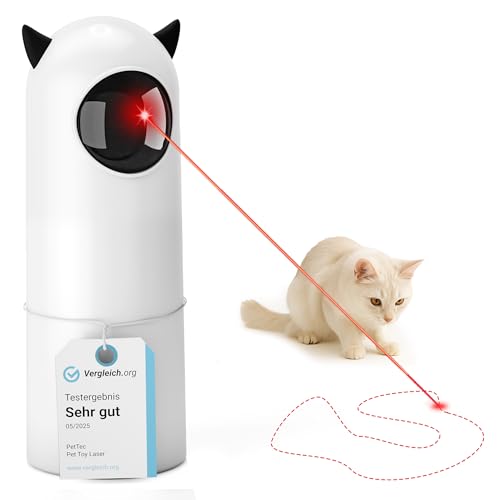 PetTec® Katzen Laserpointer Automatisch [24/7 Katzen BESCHÄFTIGUNG] - Interaktives Katzenspielzeug elektrisch - Interactive Cat Toy - Laser Pointer Kätzchen