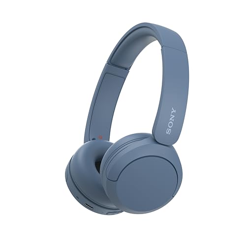 Sony WH-CH520 Kabelloser Bluetooth On Ear Kopfhörer, hohe Klangqualität, leichtes Design, bis zu 50 Stunden Akkulaufzeit, Schnellladung, EQ, klare Gesprächsqualität, iOS und Android, Blau