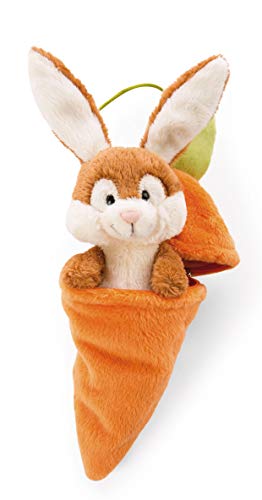 NICI 48089 Anhänger Plüschhase mit Karotte 15cm, Häschenanhänger in Plüschkarotte, Geschenkidee fürs Osternest, Orange