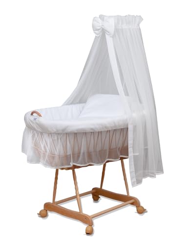 Waldin Stubenwagen-Set mit Ausstattung,XXL,Bollerwagen,komplett,9 Modelle wählbar,weiß/weiß