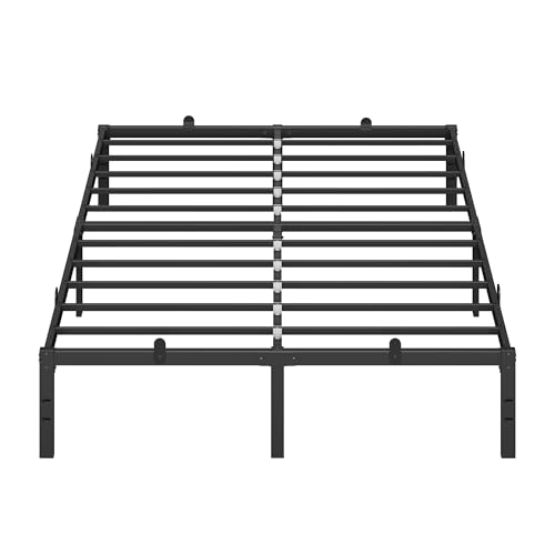 VASAGLE Doppelbettgestell, Bett, 140 x 200 cm, Metallbett, Bettrahmen, Unterbettaufbewahrung, modern, Gästebett, einfacher Aufbau, tintenschwarz RMB134B01
