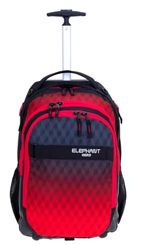 Elephant Trolley Jungen Mädchen Schultrolley Hero Signature Schulranzen Trolly Rucksack (Red Cube 12869)