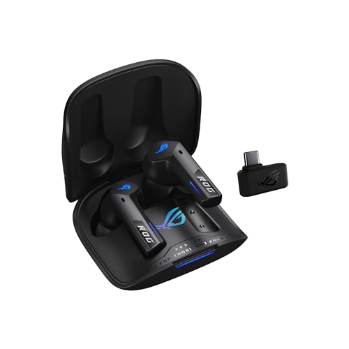 ASUS ROG Cetra True Wireless SpeedNova Black RGB In-Ear Gaming Kopfhörer (ROG SpeedNova Wireless-Technologie, AI-Mikrofon, Geräuschunterdrückung (ANC), 46 Std. Akkulaufzeit, kabelloses Laden, schwarz)