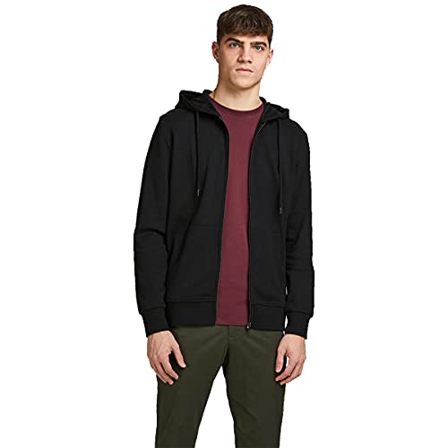 JACK & JONES Herren Basic Reißverschluss Baumwoll Hoodie - Schwarz - L