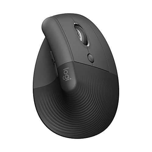 Logitech Lift Vertikale Ergonomische Maus, Kabellos, Bluetooth oder Logi Bolt USB-Empfänger, Leise Klicks, 4 Tasten, Kompatibel mit Windows/macOS/iPadOS, Laptop, PC - Grаphit